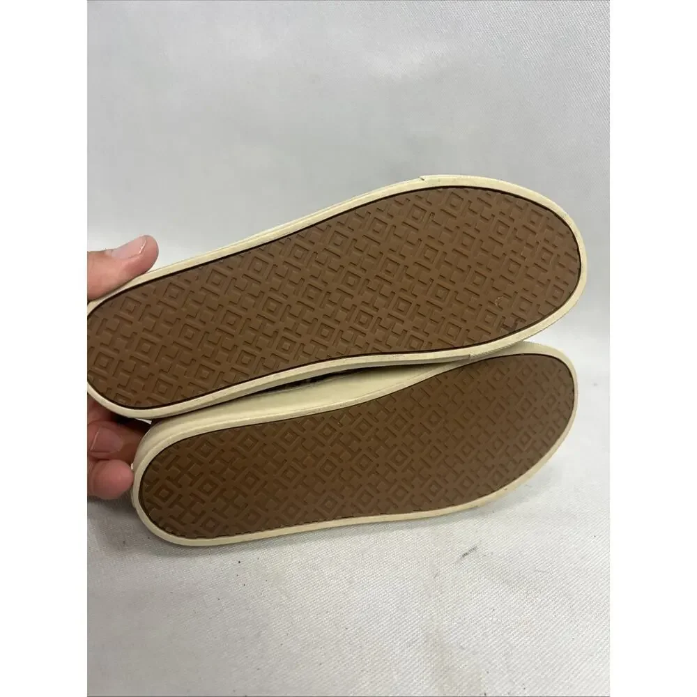 TORY BURCH Metallic Gold Size 6 Perforated Leather JESSE Slip-on Sneakers Flats